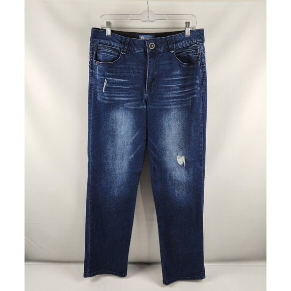 Democracy Jeans Women 14 Blue AB Solution Vintage Stretch Distressed Denim 32x30 - Picture 1 of 11